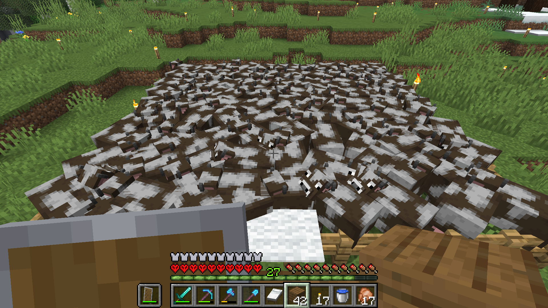 Minecraft hardcore - tons of cows to slaughter
