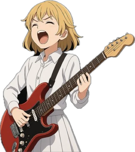 anime girl holding guitar
